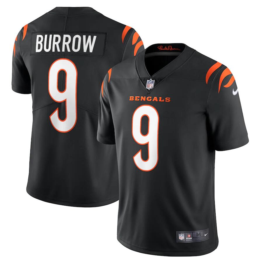 Men Cincinnati Bengals 9 Joe Burrow Nike Black Vapor Limited NFL Jersey